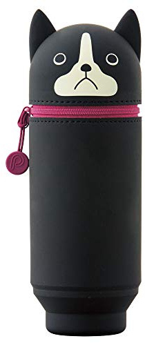 LIHIT LAB Kawaii Japanischer Hund Großes Stand-Up-Federmäppchen für Schule, Büro, Uni, niedliches Schulbedarf, Tier-Stiftehalter, Stifteetui für Mädchen, Künstler, Boston Terrier (A7714-8)
