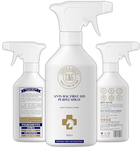 C&G Pets Natural Horse Wound Spray 500ml – Anti-Bacterial, Anti-Fungal & Antiviral Treatment for Cuts & Sores | Fast Healing Purple Spray by Cooper and Gracie