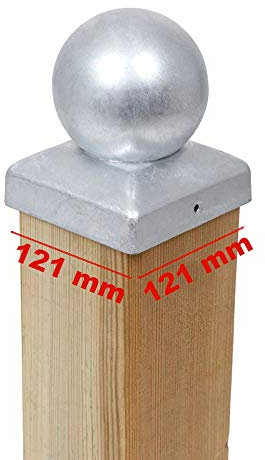 10 x PFOSTENKAPPE KUGEL STAHL FEUERVERZINKT 121 x 121 MM