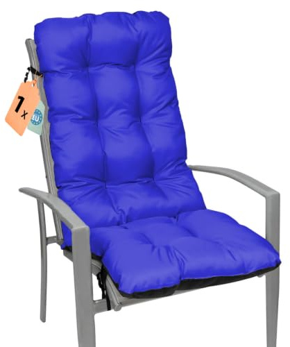 SuperKissen24. Outdoor Sitzkissen Stuhlkissen - 48x123 cm - Made in EU, Wasserdichtes & UV-beständig Gartenkissen Rückenkissen - Stuhlauflage Stuhlpolster für Balkonstühle - Blau