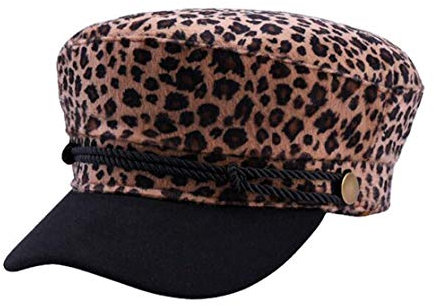 Idopy Damen Leopard Baskenmütze Hut Flat Navy Visier Cadet Flat Cap