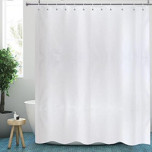 YISURE ÜBERLÄNGE Duschvorhang 200x240 Weiß Anti schimmel für Badezimmer, Extra Groß Badvorhang Polyester Textil für Zuhause, Wasserabweisend Duschvorhänge mit Magnet, Breite 200 x Höhe 240cm
