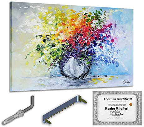 Monica Mirafiori I 100% HANDGEMALT I Gemälde Strauß 90x60cm | Gemälde Handgemalt | Acrylgemälde | Sehr Großes Acrylbild I Moderne Kunst I Kunstbilder