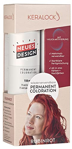 Keralock Permanent Coloration Rubinrot, Mehrmals Verwendbar, Färben und Nachfärben, Ohne Anmischen, Bis zu 4 Monate Wiederverwendbar, Zuverlässige Grauabdeckung
