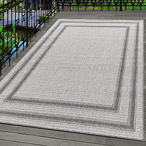 Carpetsale24 Alfombra de Exterior, Color Crema, diseño de Borde, 110106, Alfombra Corredor, Alfombras para terraza-balcón-jardín o Cocina, 80 x 250 cm