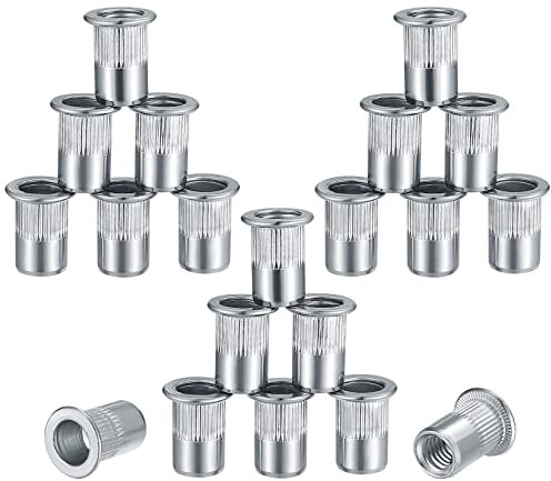 50 Stück Nietmuttern M5 Flachkopf aus Edelstahl 304 Runde Gewindenieten Senkkopf-Nietmutter silberne Blindnietmutter zur Befestigung Nietmuttern mit Gewinde…