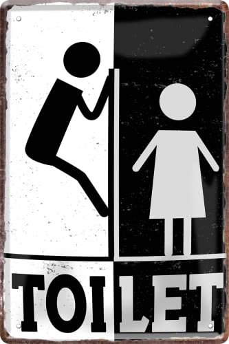 schilderkreis24 Blechschild 20x30cm – Humorvolle & praktische Wanddeko für Badezimmer, WC & Gäste-Toiletten (Toilet Mann Frau)