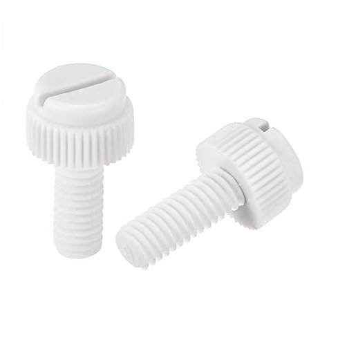 sourcing map Kunststoff-Maschinenschrauben, M6 x 16 mm, PP, geschlitzt, gerändelt, Befestigungsschrauben für Elektronik, Kommunikation, weiß, 20 Stück