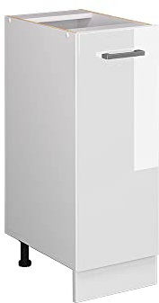 Vicco Apothekerschrank R-Line, Weiß Hochglanz/Weiß, 30 cm ohne Arbeitsplatte