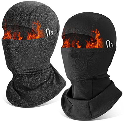 HEGCOIIE 2 Stück Winter Sturmhaube für Herren und Damen,Winddicht Thermo Balaclava Gesichtsmaske Skimaske für Outdoor Sports Radfahren, Skifahren, Motorrad, Fahrrad (Schwarz+Dunkelgrau)