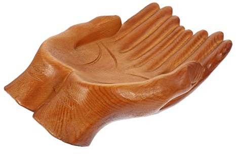 YARNOW Plateau à Bijoux Sculpté Bois Massif Multifonction, Porte-bagues Décoratif Élégant, Rangement Bijoux Mains Sculptées, Accessoire Bureau Ou Chambre, Décor Artisanal Design 28 Cm