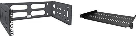 InLine 19“ Rack zur Wandmontage, 4HE, 24-40cm Tiefe, Schwarz & StarTech.com 1HE Fachboden - 1U perforiertes Universal-Rack-Montage-Server-Rack-Regal für 19 Zoll Netzwerkschränke, schwarz