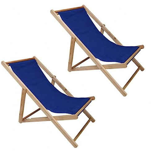 VIDECOR Outdoor-Terrassen-Loungesessel aus Holz, 2er-Set, Strand-Sessel-Set, Höhe, Tragbar, Liegestuhl, Massivholzrahmen mit Weißem Polyester-Segeltuch,B