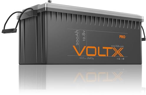 VoltX LiFePO4 200Ah 12.8V Lithium Batterie, Lithium Akku mit 200A BMS, 2560W Lastleistung, Deep-Cycle-Batterie, 4000+ Ladezyklen, Perfekter Ersatz für Blei-Säure Batterien für Solarbatterien,