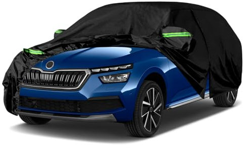 Autoschutzhülle Auto Abdeckung Geeignet für Skoda Kamiq 2019-2023, Autoabdeckung Auto Abdeckplane mit Türreißverschluss Schloss und winddichten Bändern für Sonne Schnee Regen Staubschutz