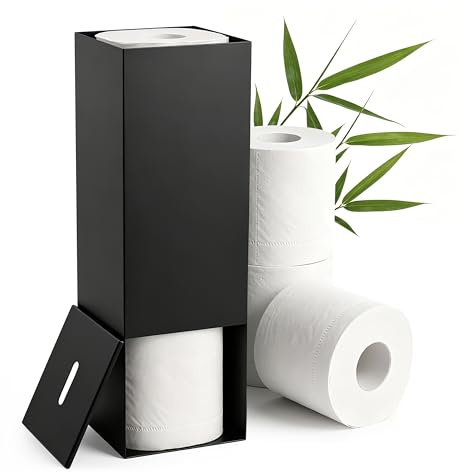 Jarvita Edelstahl Toilettenpapier Aufbewahrung schwarz matt | Klopapierständer aus Edelstahl für 3 Rollen | Ersatzrollenhalter Toilettenpapier | Toilettenpapierständer | Klopapier Aufbewahrung