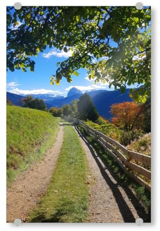 artboxONE Acrylglasbild 90x60 cm Natur Wanderweg in Süd Tirol Bild hinter Acrylglas - Bild Berge Alpin Berge