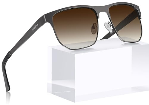 CARFIA Sonnenbrille Herren Polarisiert, UV400 Retro Metall Rechteckig Sonnenbrillen für Fahren und Angeln CA5227
