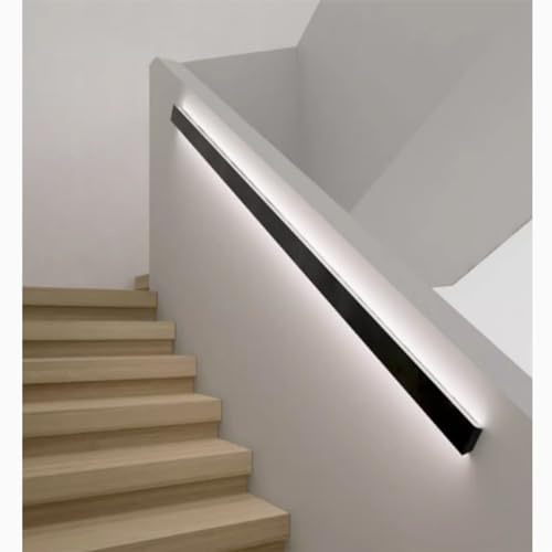EHEIN Pasamanos De Escalera Iluminada LED, Pasamanos De Escaleras De Interior Montadas En La Pared, Barandillas De Pasamanos con Luz LED (Color : Black-C, Size : 14.8ft/450cm)