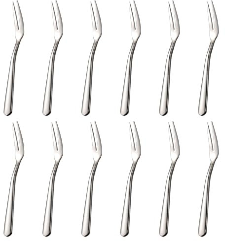 ZDFQly 4.9 Mini 304 Stainless Steel Fruit Forks, Elegant Dessert-Appetizer-Cake Forks, Perfect for Home Use and Cocktail Parties, Set of 12 (Silver)