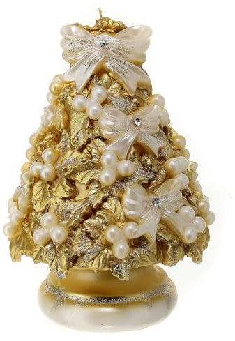 Holyart Candela Abete Dorato Agrifoglio Pietre d. 20 cm