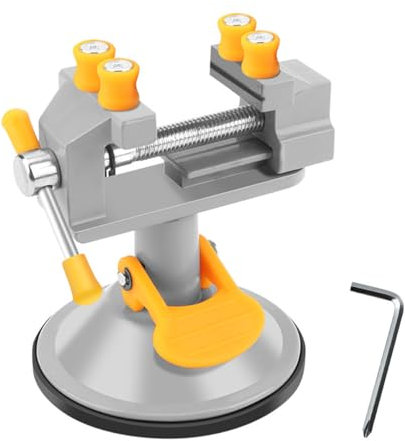 Mini Schraubstock mit Saugnapf, Kleine Werkbank Schraubstock, 360 Grad drehbar, für Schmuck, Bohrmaschine, Schmuck, Nuklearuhr Reparatur, Silber