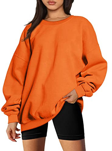 Sweatshirt Women Hoodie Zipped Christmas Plus Fluffy Jumper Long Body Warmer for Women UK Ladies Quilted Jackets Cozy Hoodie Ladies Thermal Tops Long Sleeve Womens Teddy Coat (Orange, M)