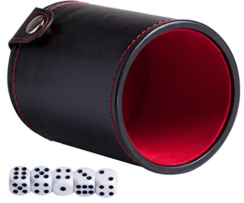 Abaodam Würfelbecher-Set Aus Pu-Leder mit Doppeldeckel für Tischspiele und Indoor-Unterhaltung