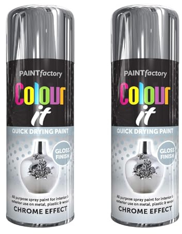 SDMAX Chrome Effect Spray Paint, Gloss Finish, Quick Drying, Long Lasting, Non-Cracking, Easy To Use, Lightweight And Portable, Interior And Exterior Use, 400ml (2PCS)