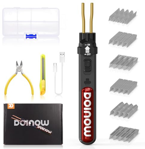 Cordless Plastic Welding Kit, 300pcs Plastic Welder Staples, On/Off Switch, USB-C Charging, Battery Powered Stapler Plastic Welder Repair Kit for Auto Bumper Plastics Repair