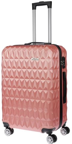 Christian Wippermann handbagage, 4 rullar, rosa med våffelmönster, resväska, vagn, lätt, ombordbagage, med TSA-lås, Rödguld, 35x55x22cm(HxBxT), Resväska med hårt skal med svänghjul