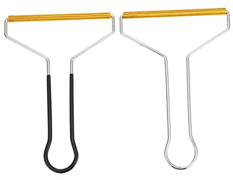 Acero Inoxidable Afeitadora de Pelusas 2 Piezas Manual para Ropa | Elimina Pelusa y Bolas de Pelo, Área Ensanchada para Tejidos Planos, Juego Negro y Plata