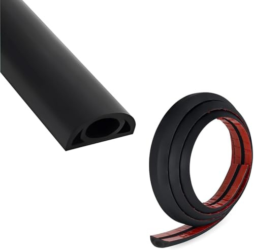 Canaleta autoadhesiva para cables, 30 mm (ancho) x 10 mm (alto) x 3 metros de largo, negro, puente para cables de alimentación en el hogar, protector de cable de suelo, cubierta para cables