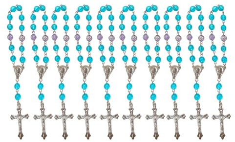 Rudiaoa 10 Stück Taufgeschenk Armbänder Mit Kreuz Anhänger Erstkommunionen Taufen Religiöser Schmuck Perlen Rosenkranz