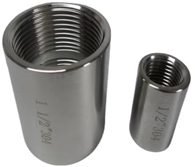 EJPPDHCO High Pressure 1/8 1/4 3/8 1/2 3/4 1 1-1/2 2 Female 304 316 Stainless Steel Round Coupler Pipe Fitting Connector(ROUND_3/8)