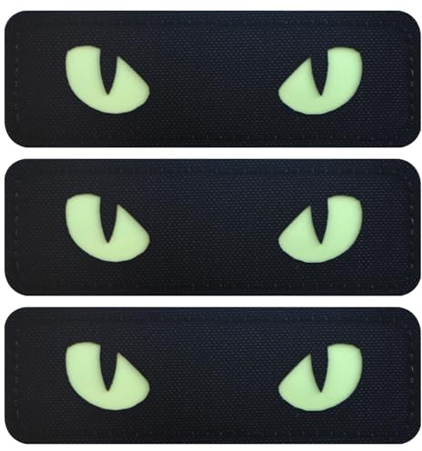 3 Stück Taktischer Reflektiert Katzenaugen,Augen Reflektiert Flagge Patch,Cat Eyes Morale Patches Kleidung Verzierung für Rucksack-Kostüm-Hut-Uniform Helm Hunde Weste Dekoration