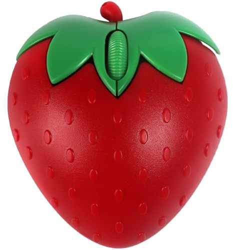 Dinntty Ratón Inalámbrico Bluetooth De 2,4g, Ratón Inalámbrico con Apariencia De Fresa, Ratón Inalámbrico Silencioso, Ratón Portátil para Ordenador, Regalo para Niña