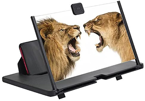 3D Mobile Phone Screen Magnifier - 12 inch HD Video Amplifier Stand for Movies & Games, Universal Foldable Desk Holder, Enhances Viewing Experience, Compact & Portable Design