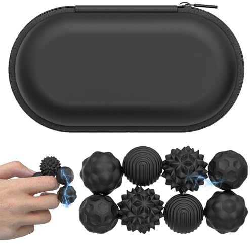 Magnet Fidget 8 stycken magnetbollar magnet, leksak för vuxna, magnetisk akupressur, boll, silikon, massageboll, igelkott, magnetkulor, stressboll, sensorisk leksak för stressminskning, vuxna (svart)