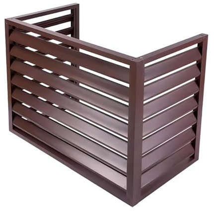 Housse pour climatiseur extérieur, boîtier décoratif en aluminium, cachez votre unité de climatisation, bouclier extérieur résistant aux intempéries (couleur café, 110 x 60 x 80 cm)