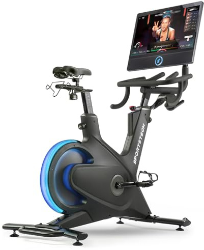 Sportstech Heimtrainer + 21.5 Touch Display - Deutsche Qualitätsmarke - APP mit Live Workouts & Kursen Fitnessbike mit patentierter LED Technologie, Ergometer, sBike
