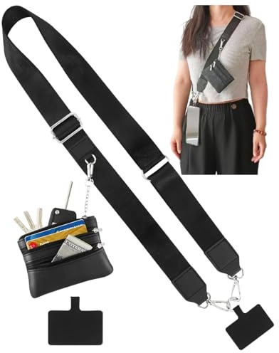azttior 2 in 1 Multifunktional Universal Handykette mit Tasche, Verstellbares Handyband zum Umhängen, Handykette Breit mit Portemonnaie, Abnehmbar Handy Umhängeband, Handygurt für alle Smartphone