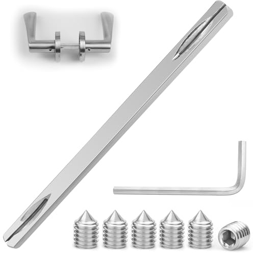 Boloest Maniglia per porta, mandrino 8 x 160 mm, chiave quadrata di ricambio per maniglia della porta, pomello della porta, parti del mandrino (con viti M6 e chiavi)