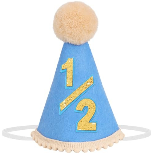 DRESHOW Chapeau 1/2 Bebe Anniversaire Chapeau Demi Anniversaire Bebe 6 Mois de Gâteau Smash Photo Props Couvre-Chef Décor pour Filles Garçons