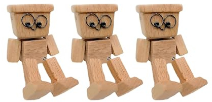 Schüttelnde Holzmann Figur, 3er-Pack Handgefertigte Wackelfigur Auto, T-ragbare Naturholzfiguren, Wackelbeine-Holzfigur, Wackelnde Tischdekoration Für Familienausflüge Roadtrips Wohnzimmer Pendler