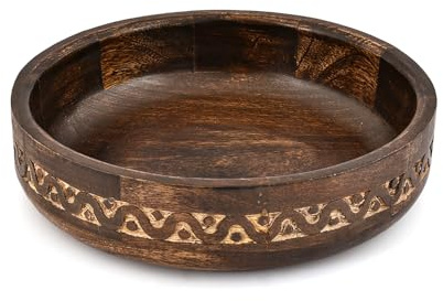 ARAMBH Frutero de madera de mango para encimera de cocina, mesa de comedor, exhibición decorativa y decoración de cocina (25,4 cm x 25,4 cm x 6,35 cm)