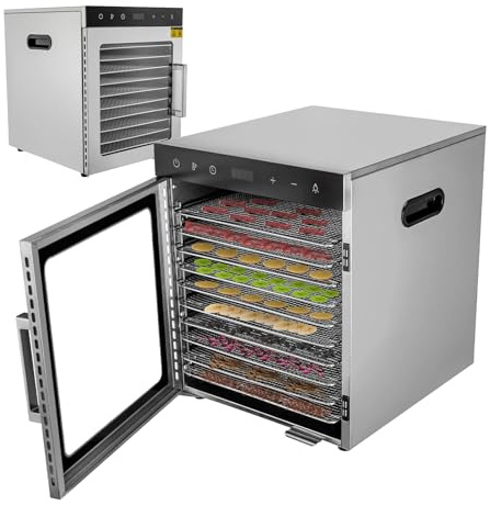 SJASD Deshidratador Comercial De 10 Bandejas para Frutas, Deshidratador De Alimentos, Secador De Alimentos con Temporizador Y Temperatura Ajustables,MáQuina De Secado por CongelacióN