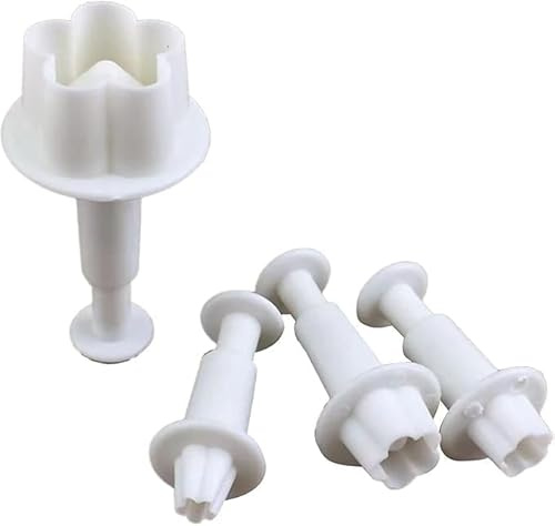Set di 4 stampi per biscotti con fiori bianchi, fai da te, torte floreali, fondente, plastica, strumento per decorare torte, accessori da forno, formine per biscotti, plastica, utensili da forno e