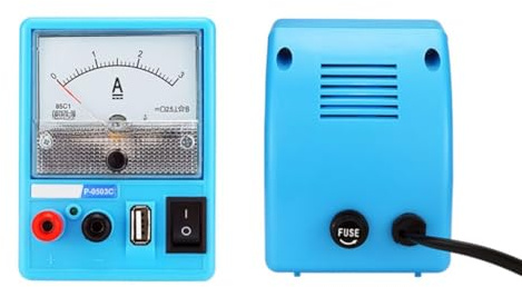 Fuente de alimentación regulada CC 5V 3A con salida USB y protección contra cortocircuitos, unidad compacta de ABS azul de 13 x 7,5 x 8 cm para proyectos electrónicos, compatible con P-0503C