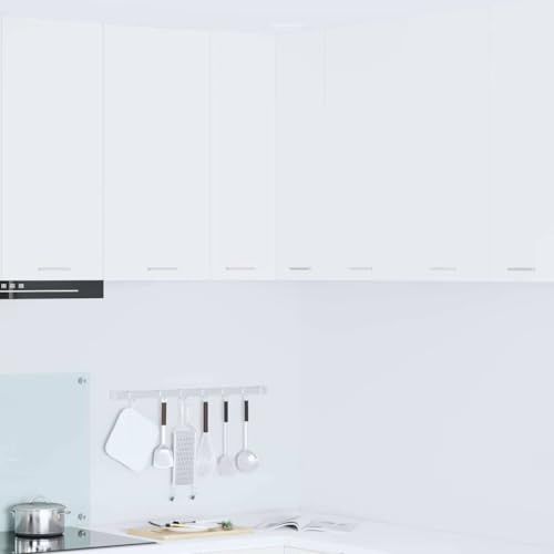 GeenYuu White Engineered Wood Hanging Corner Cabinet, 57x57x80 cm, Modern Kitchen Storage Solution, Durable Pantry Utility Unit for Home